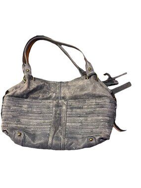 Nino Bossi Blue Nubuck Leather Shoulder Strap Handbag